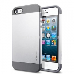 Чехол на заднюю крышку iPhone 5 / 5S SGP Case Slim Armor Metal Series, цвет satin silver (SGP10090)