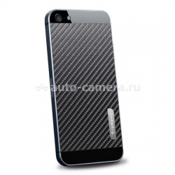 Кожаная наклейка на заднюю крышку для iPhone 5 / 5S SGP Skin Guard Leather Set, цвет carbon black (SGP09571)
