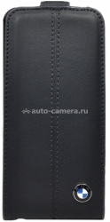 Кожаный чехол для iPhone 5 / 5S BMW Signature Flip, цвет чехла Blue (BMFLP5LN)