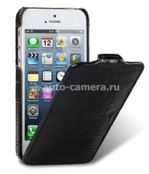 Кожаный чехол для iPhone 5 / 5S Melkco Premium Leather Case - Jacka Type, цвет Crocodile Print Pattern - Black