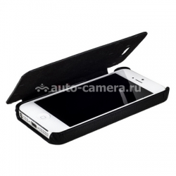 Кожаный чехол для iPhone 5 / 5S Melkco Premium Leather Case Jacka Type - Face Cover Book Type, цвет Black LC