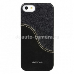 Кожаный чехол на заднюю крышку iPhone 5 / 5S Vetti Craft Prestige LeatherSnap, цвет black/ vintage black (IPO5LESBKLCBKVT)