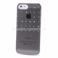 Пластиковый чехол на заднюю крышку iPhone 5 / 5S PURO Swarovski Crystal Cover Grid 32 кристалла, цвет black (IPC5CRYBLKSW2)